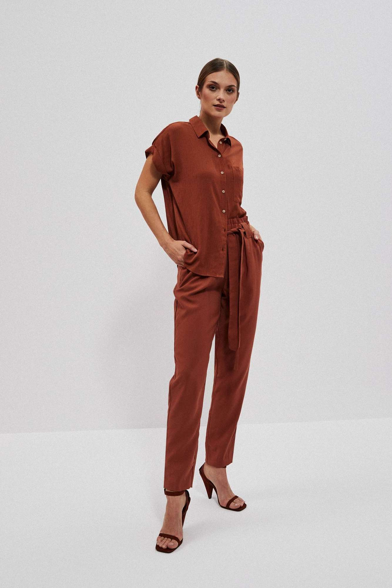 WOMEN'S SHIRT L-KO-4023 BROWN