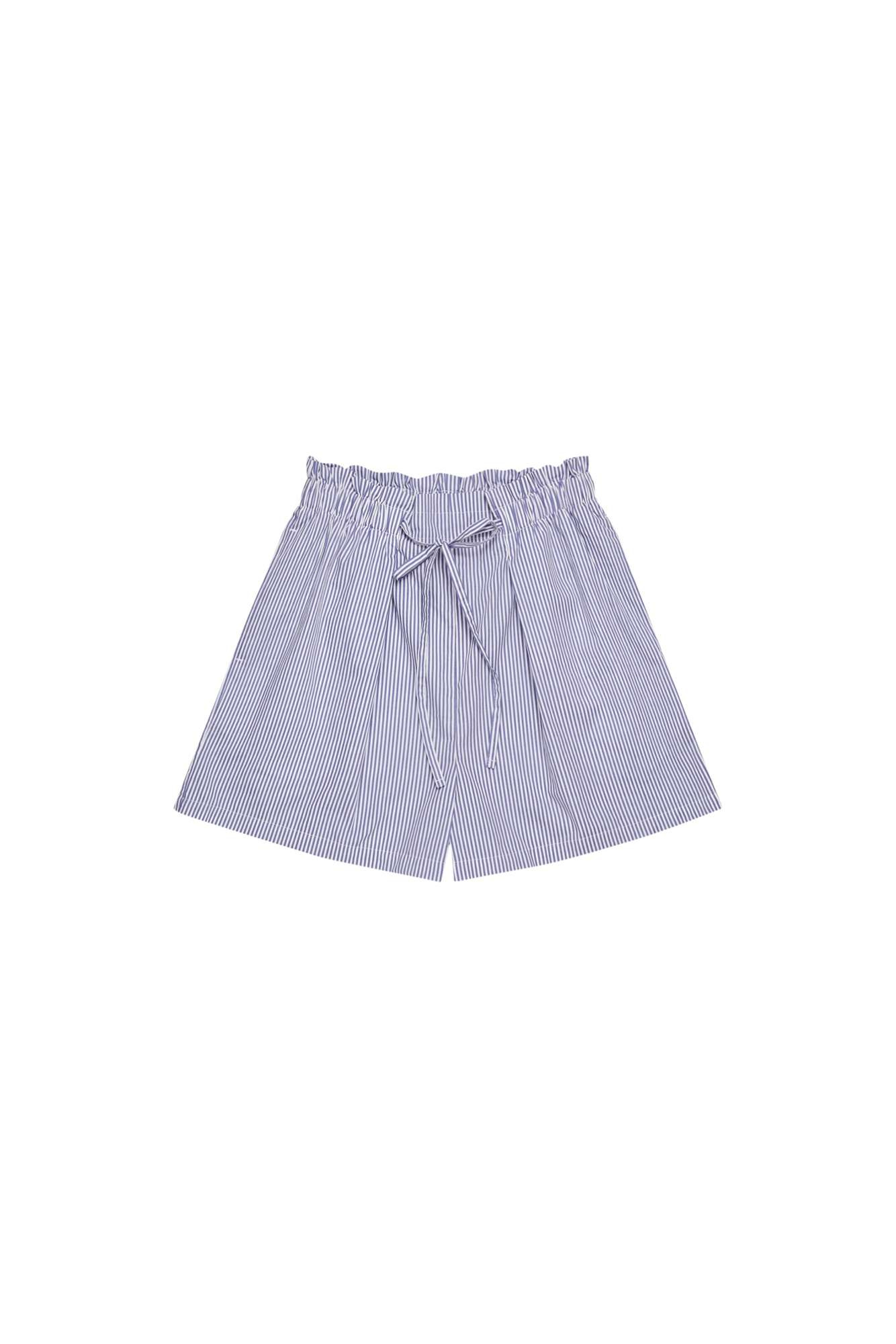 Striped Cotton Shorts - White