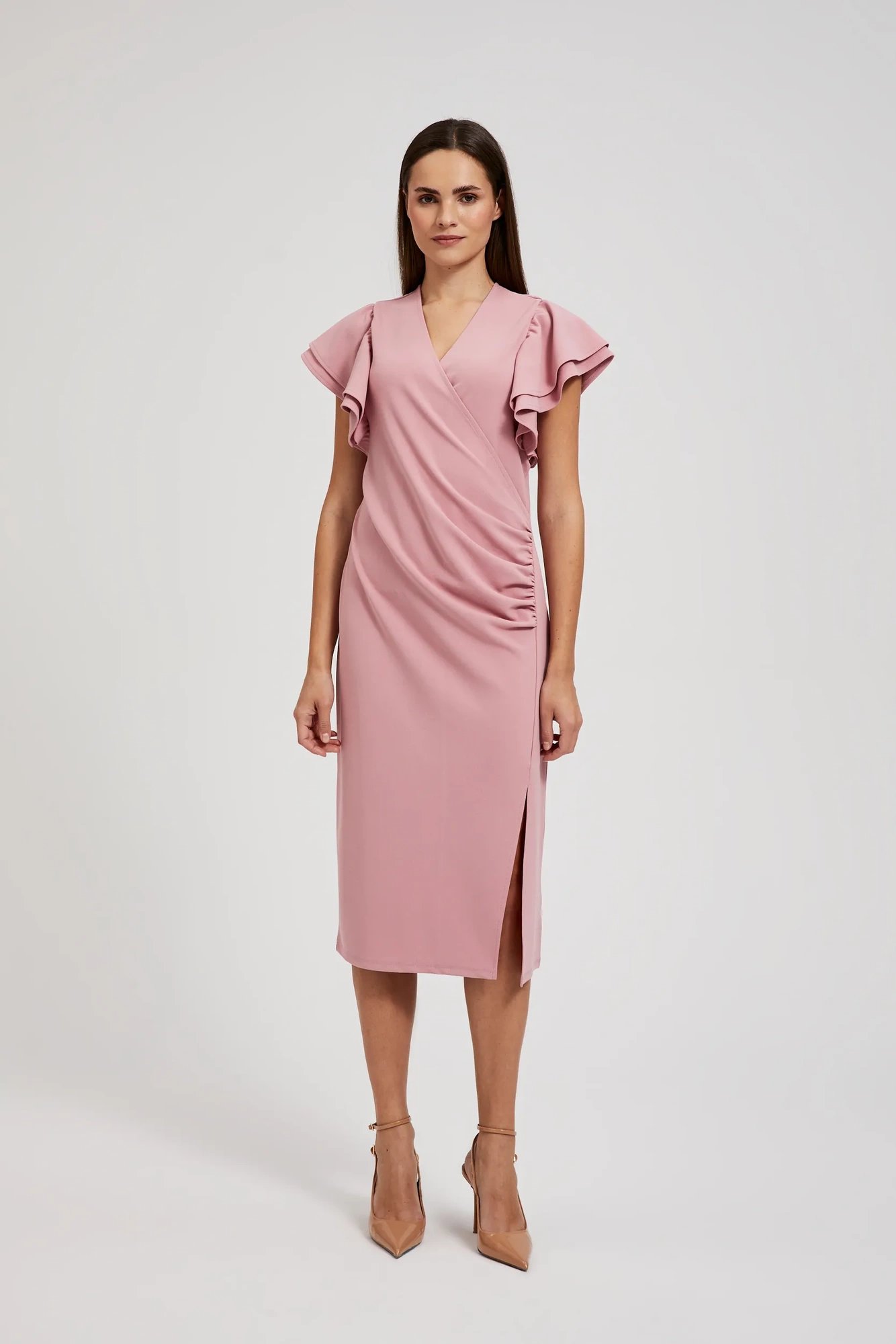Women's midi dress MOODO - dusty pink