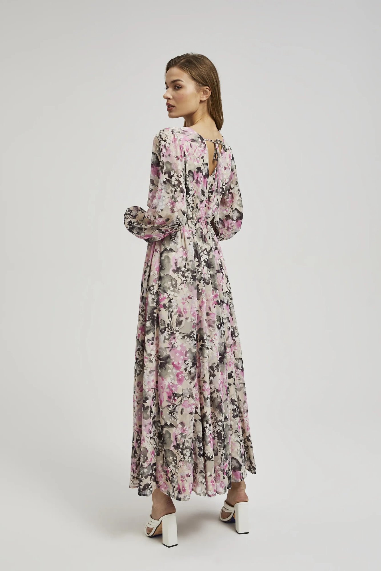 Marisse Gray Floral Maxi Dress