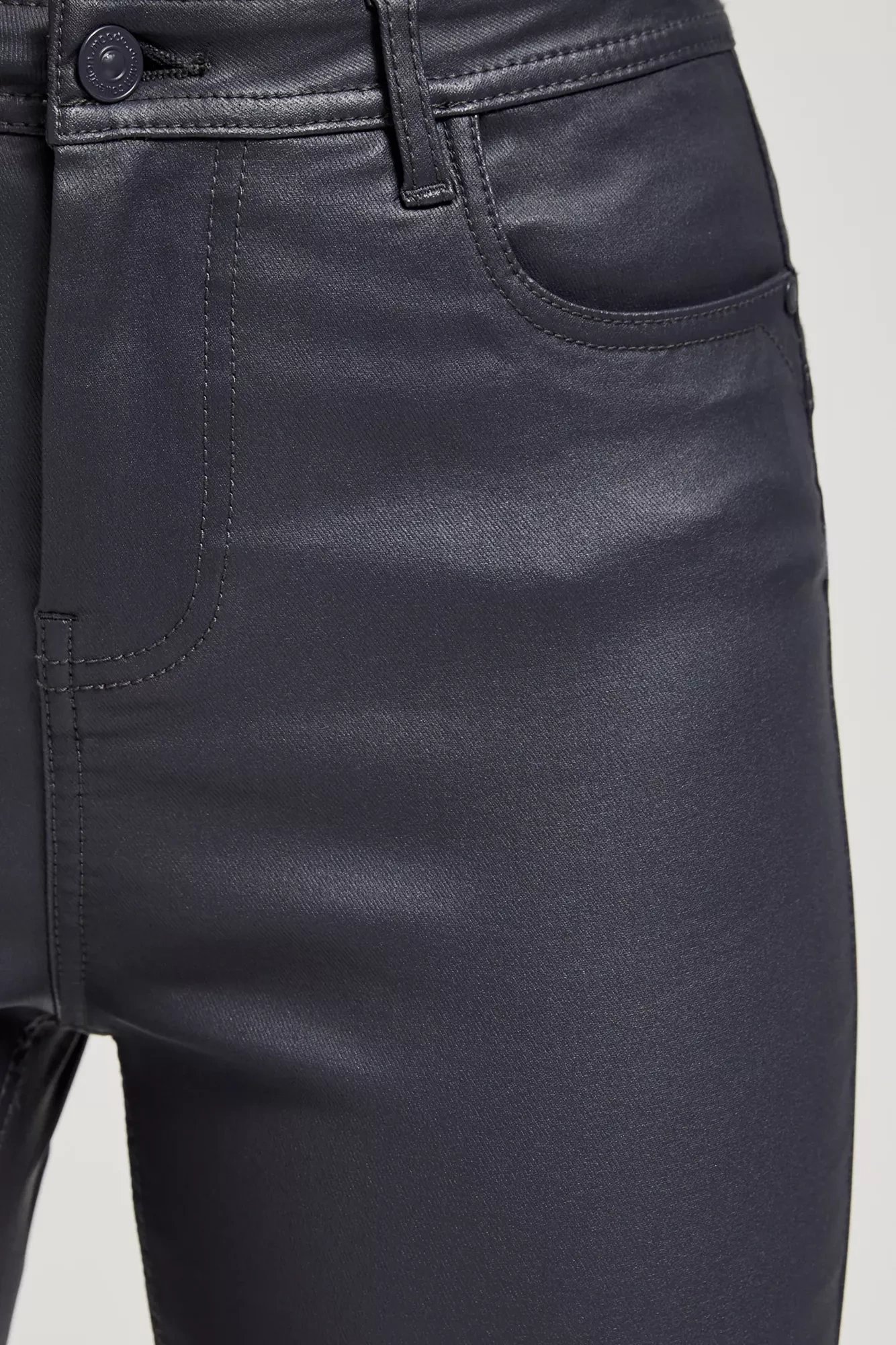 Marisse Waxed Skinny Trousers, Gray