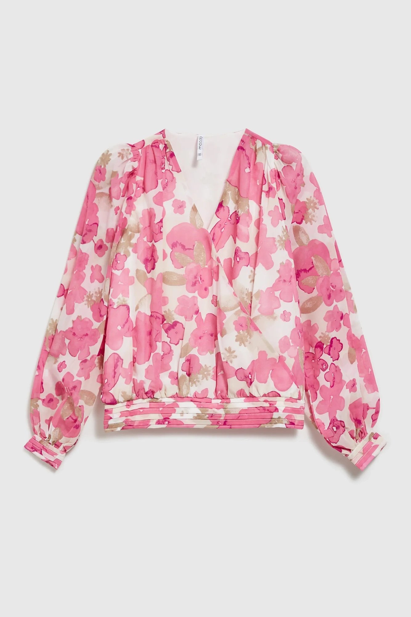 Women's V-neck blouse MOODO - pink