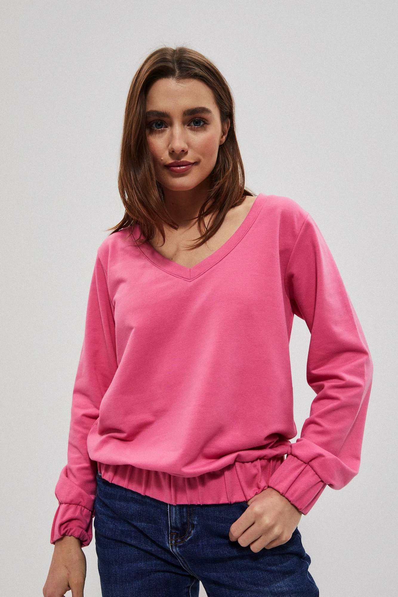 V-neck sweatshirt - pink