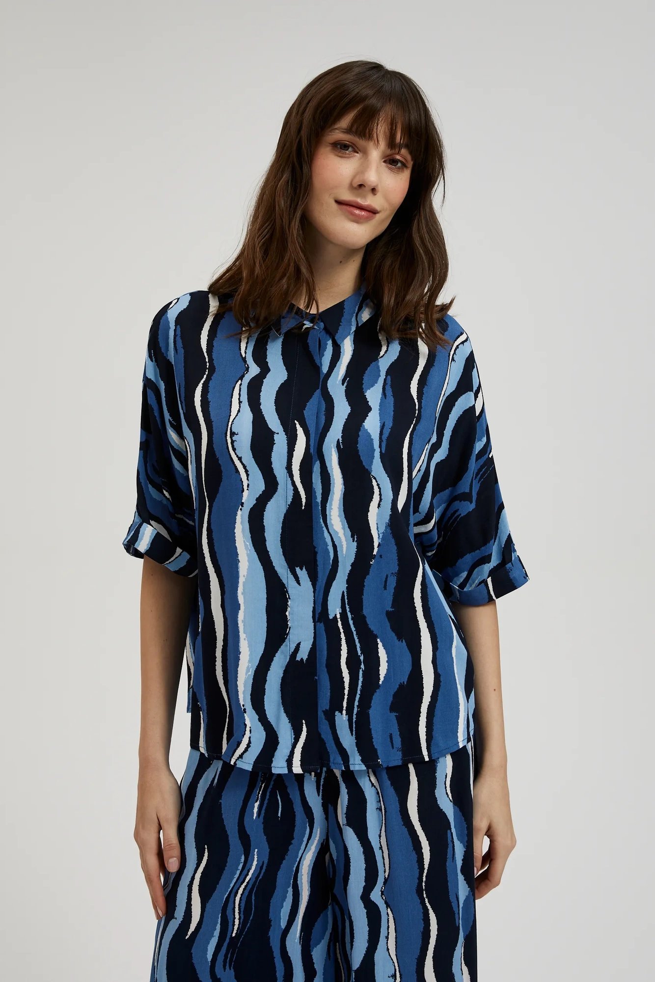 Women's shirt with MOODO pattern - navy blue