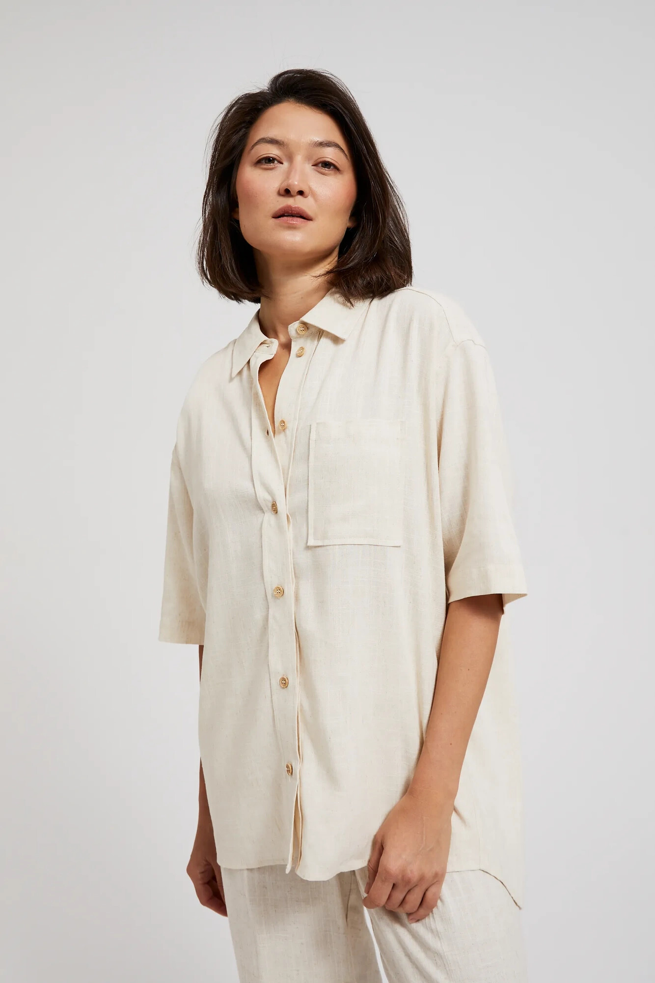 Women's linen shirt MOODO - light beige