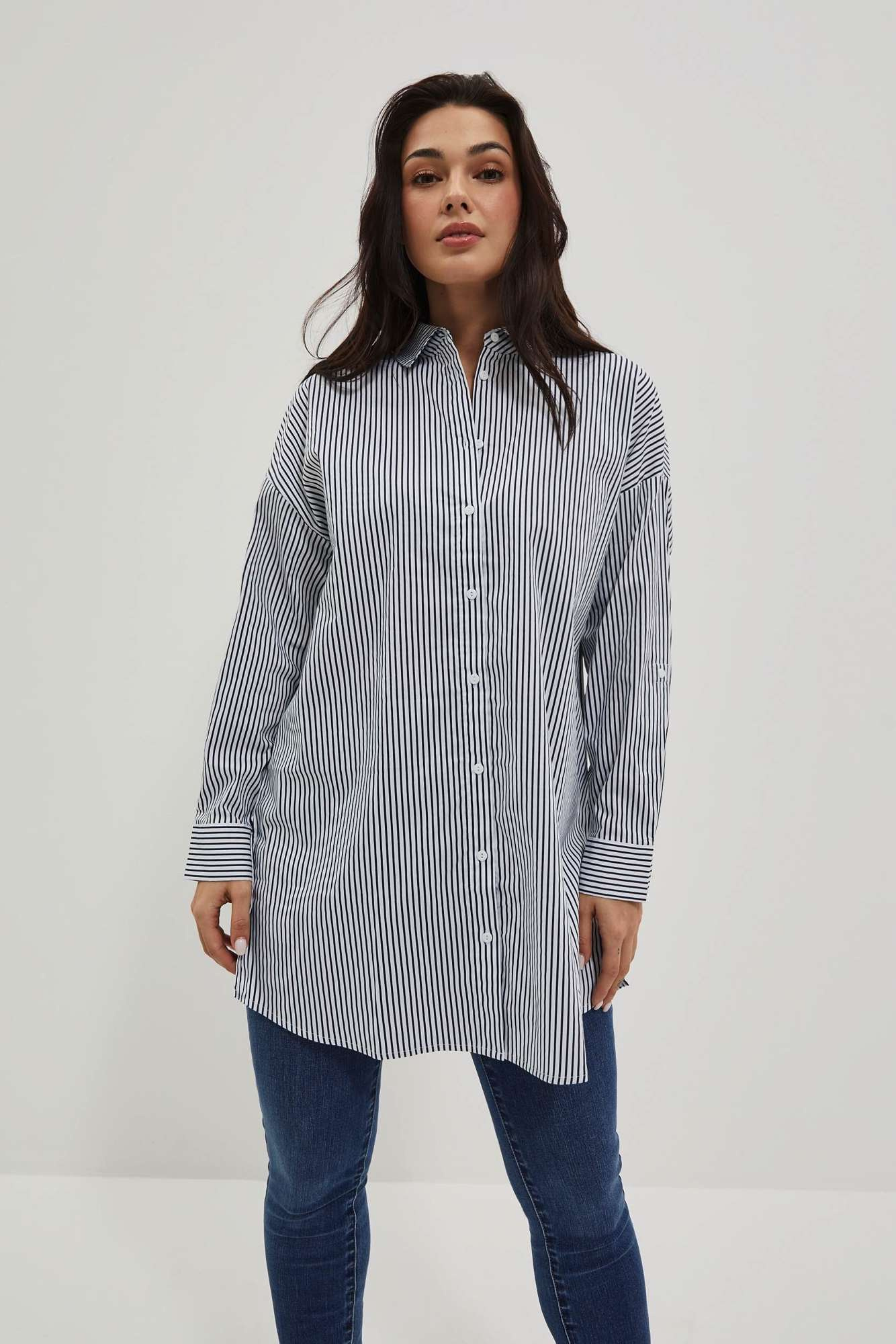 WOMEN'S SHIRT L-KO-4016 BÍLÁ_NAVY