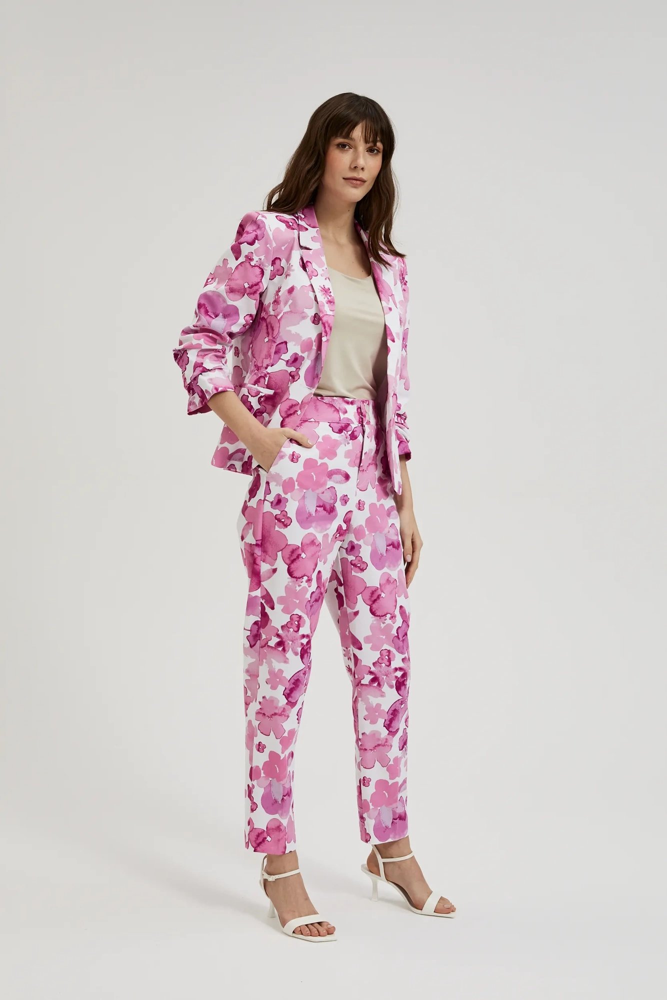 Women's patterned trousers MOODO - pink