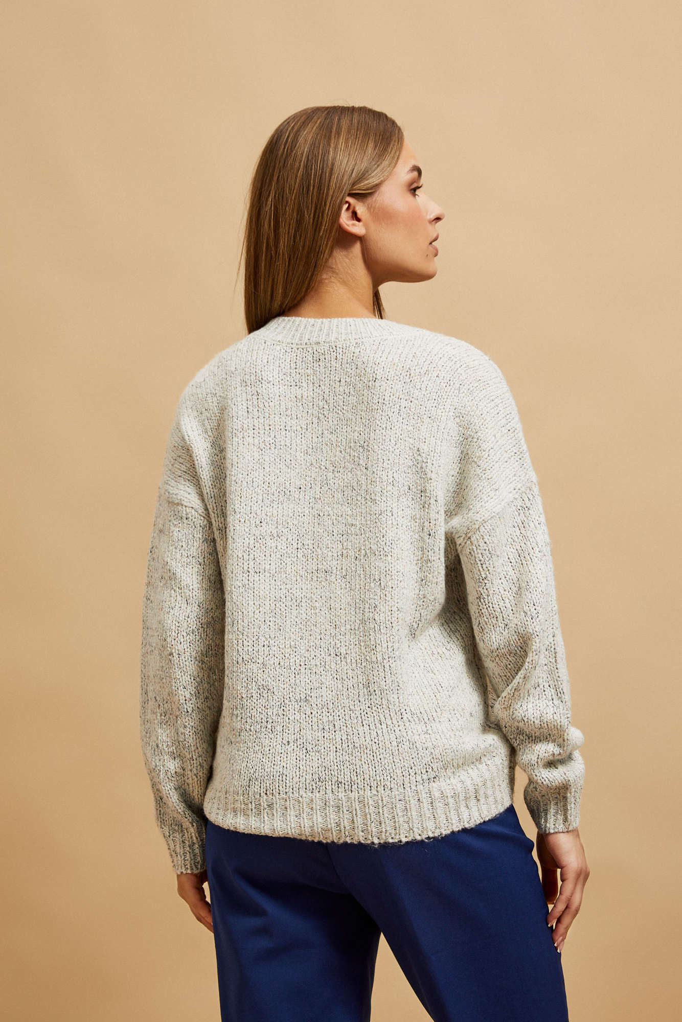 Marisse Pearl V-Neck Sweater With Long Sleeves