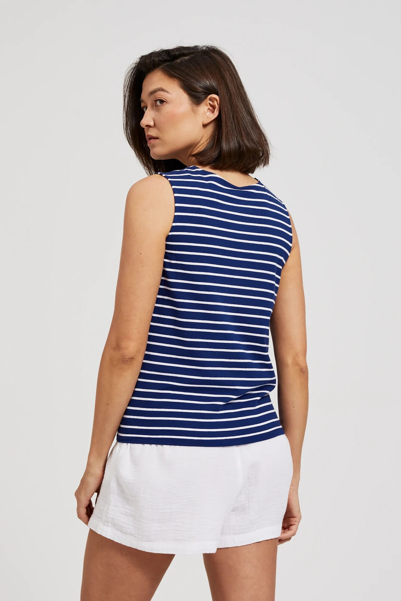 Women's top with tie MOODO - white/blue