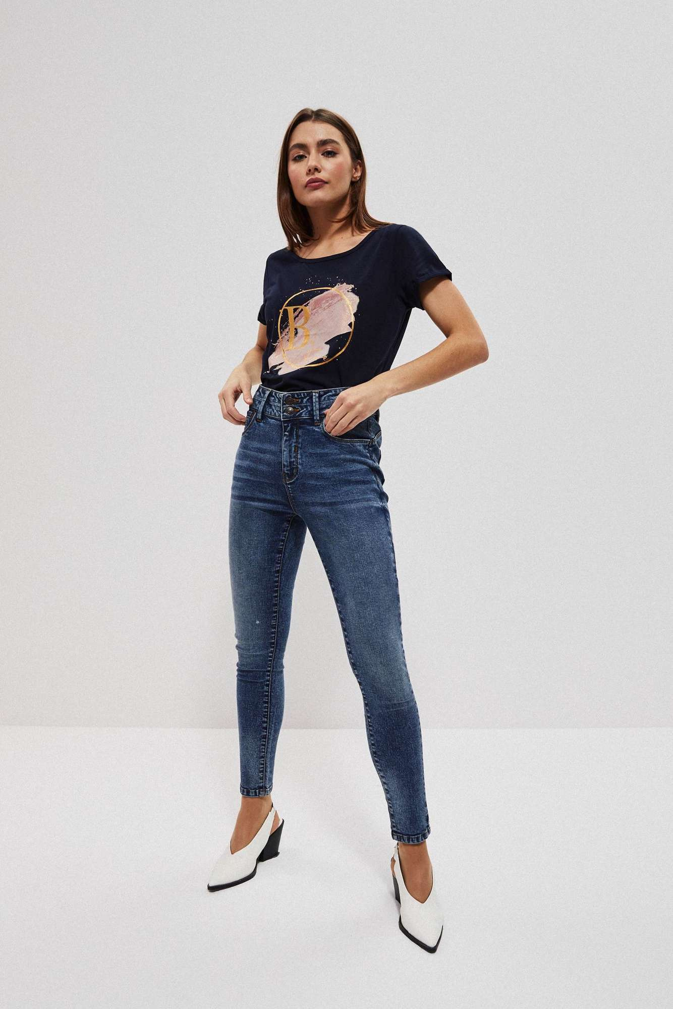 Slim fit pentru femei Moodo - albastru inchis