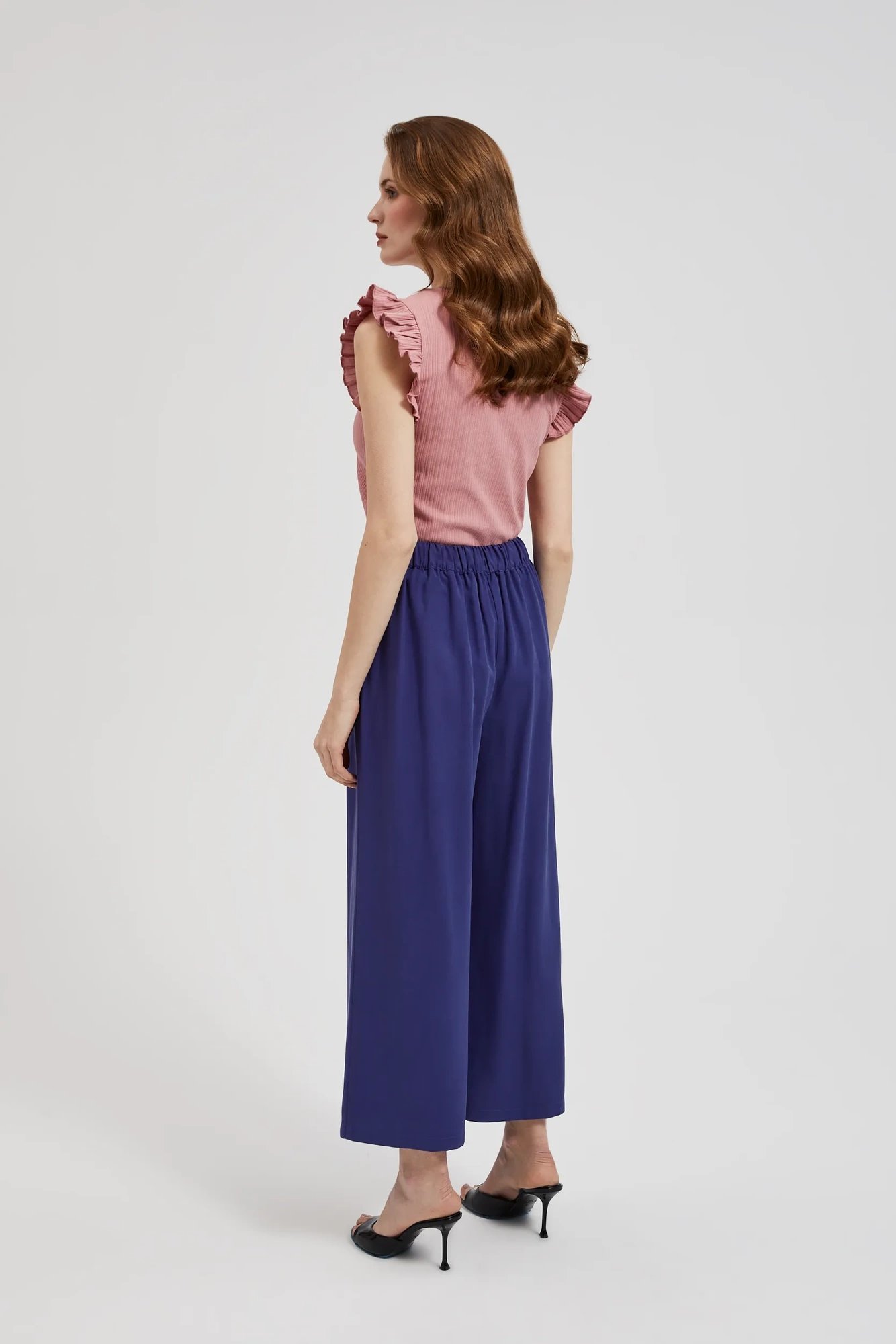 Women's trousers MOODO with decorative buttons - dark blue