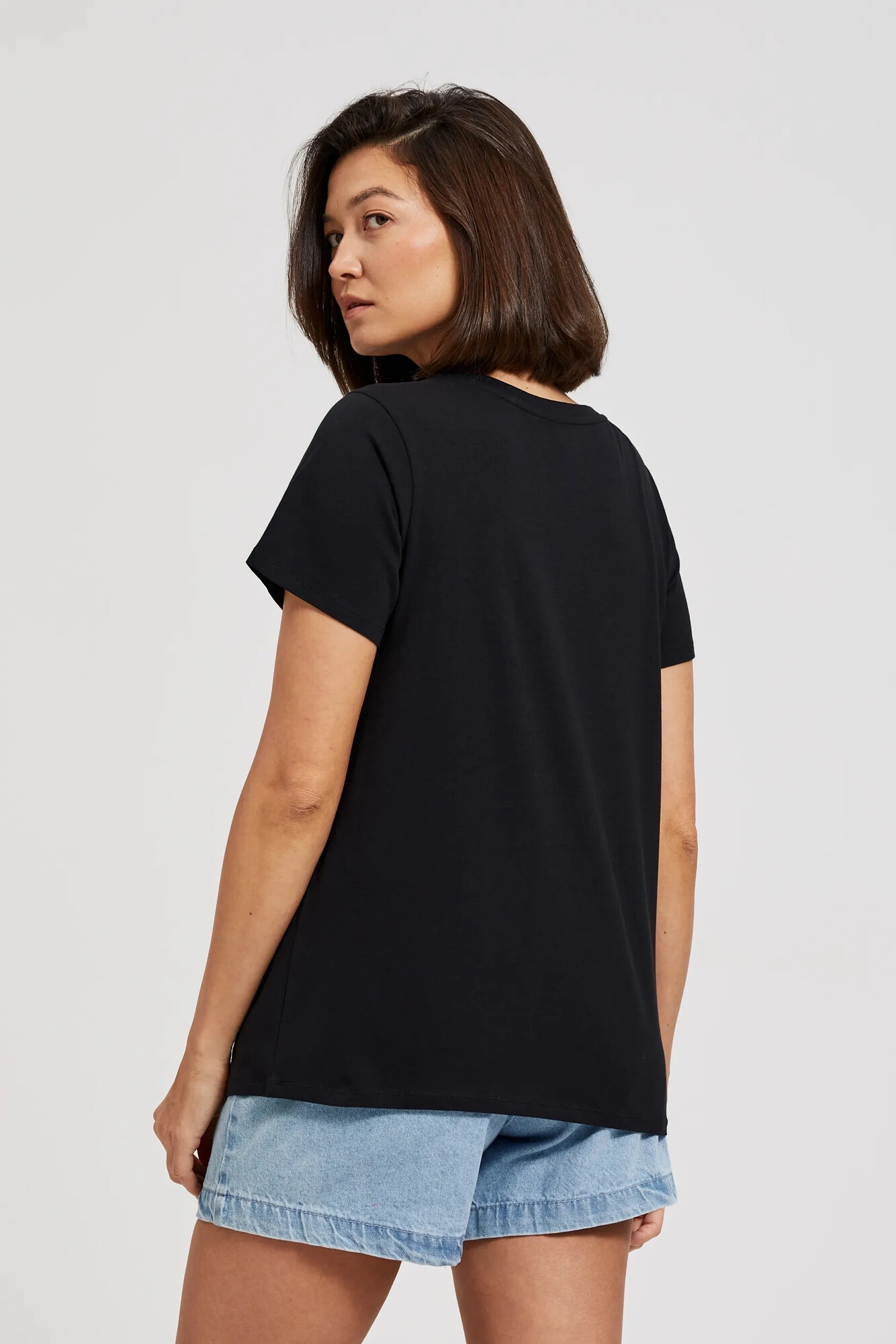 Women's T-shirt with stones MOODO - black