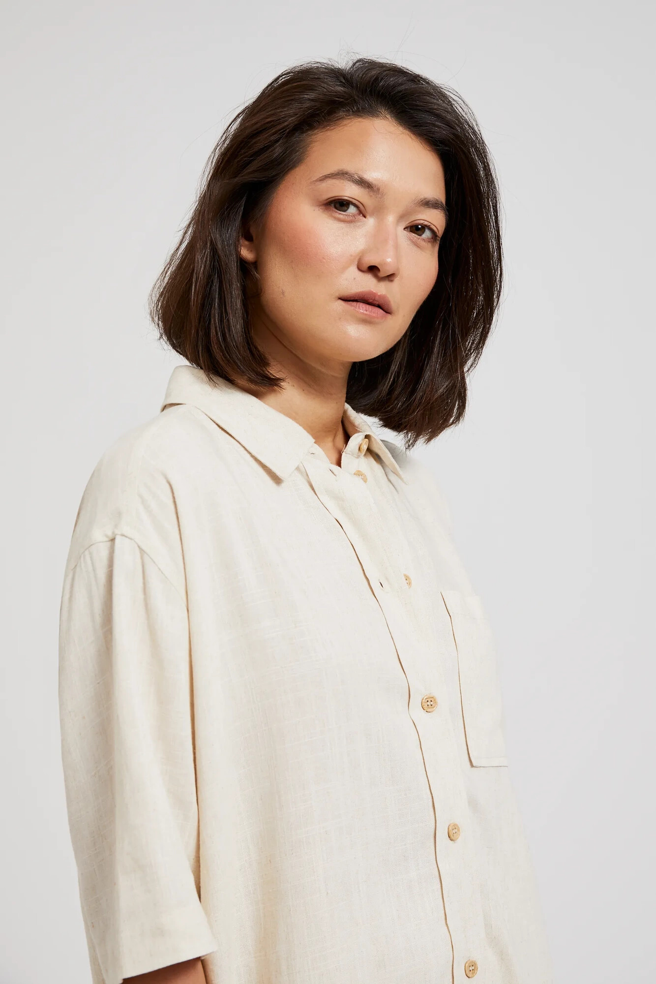 Women's linen shirt MOODO - light beige