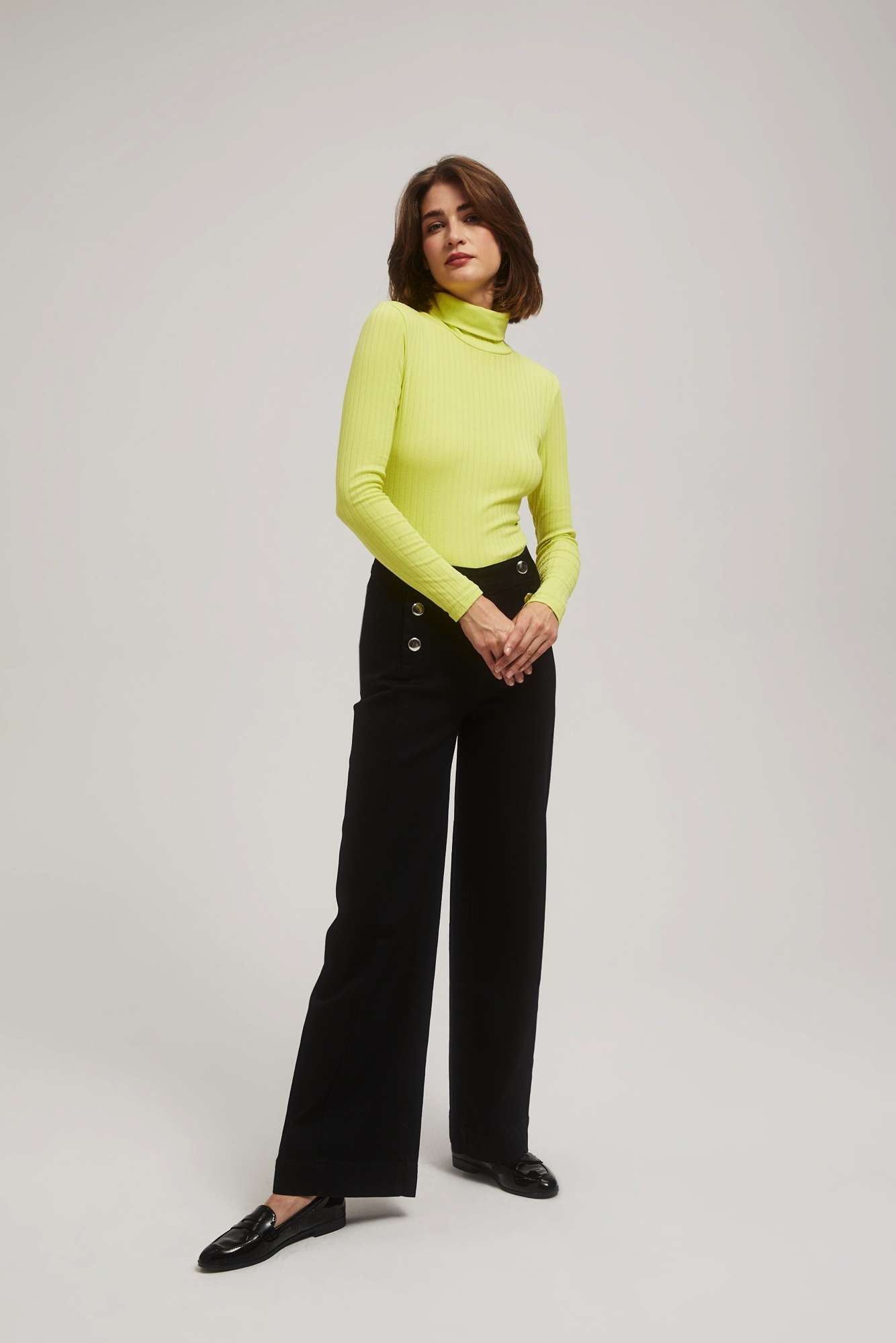 Ribbed turtleneck blouse