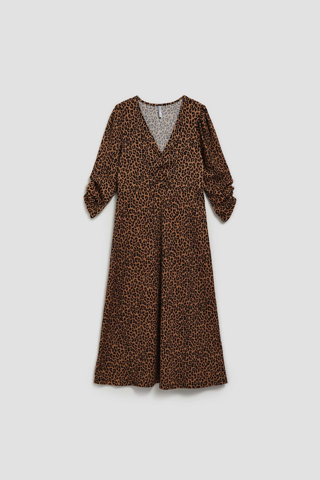 Marisse Brown Leopard Print Midi Dress
