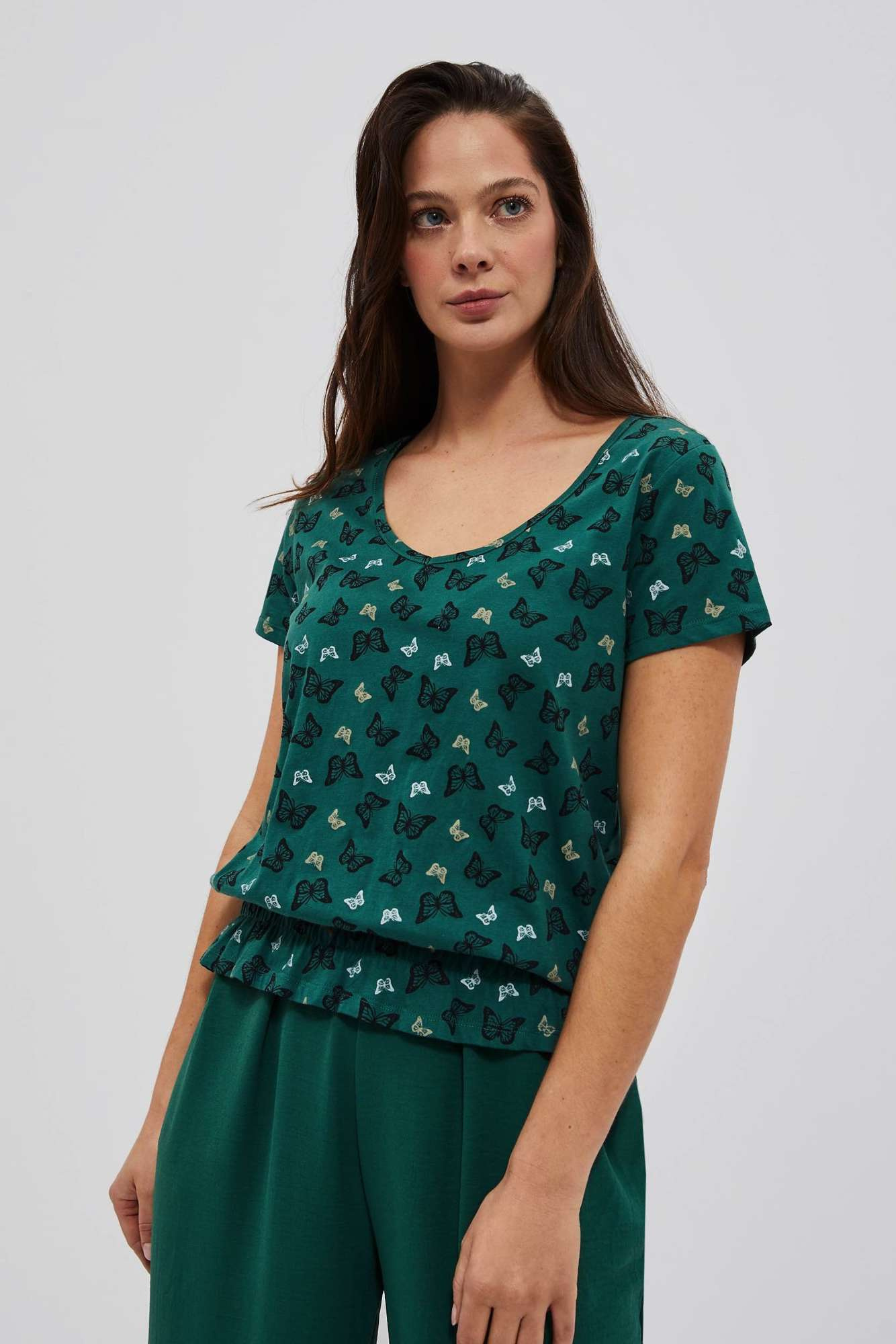 WOMEN'S T-SHIRT L-TS-4054 PALM LEAF