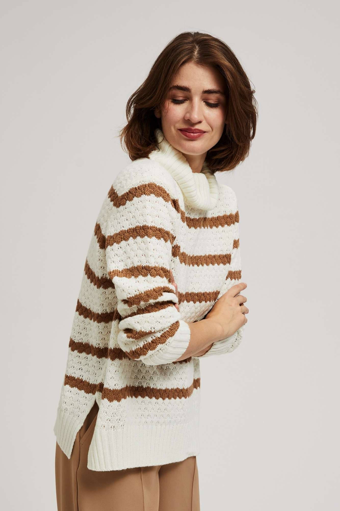 Striped turtleneck sweater