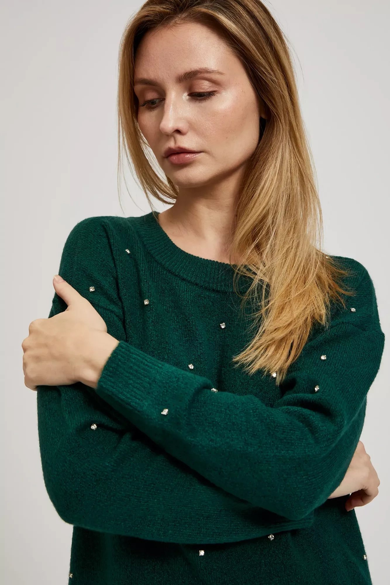 Sweater with rhinestones