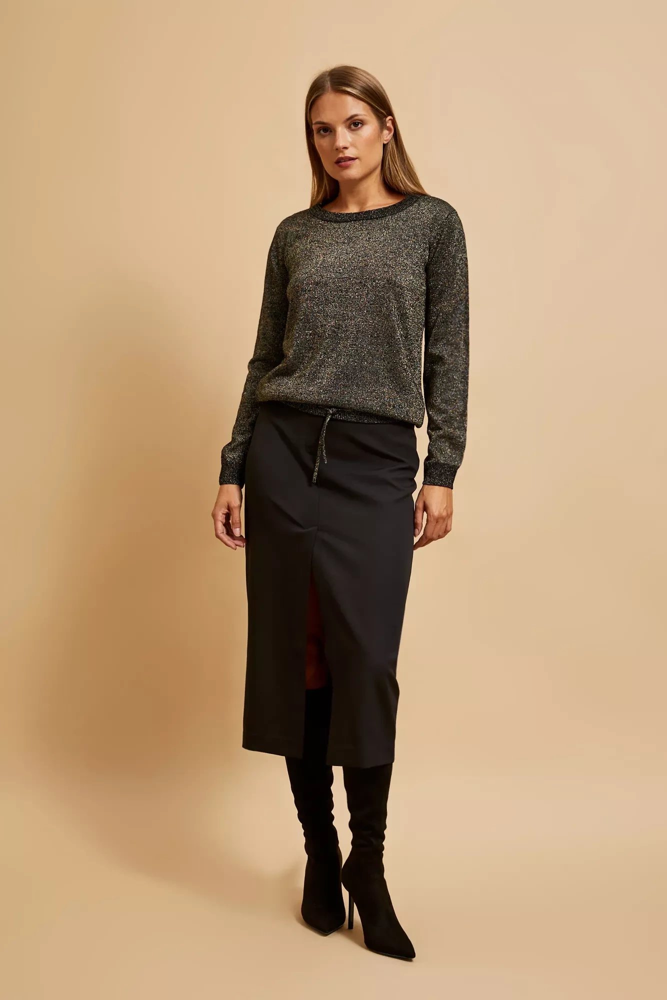 Sweater with metallic thread