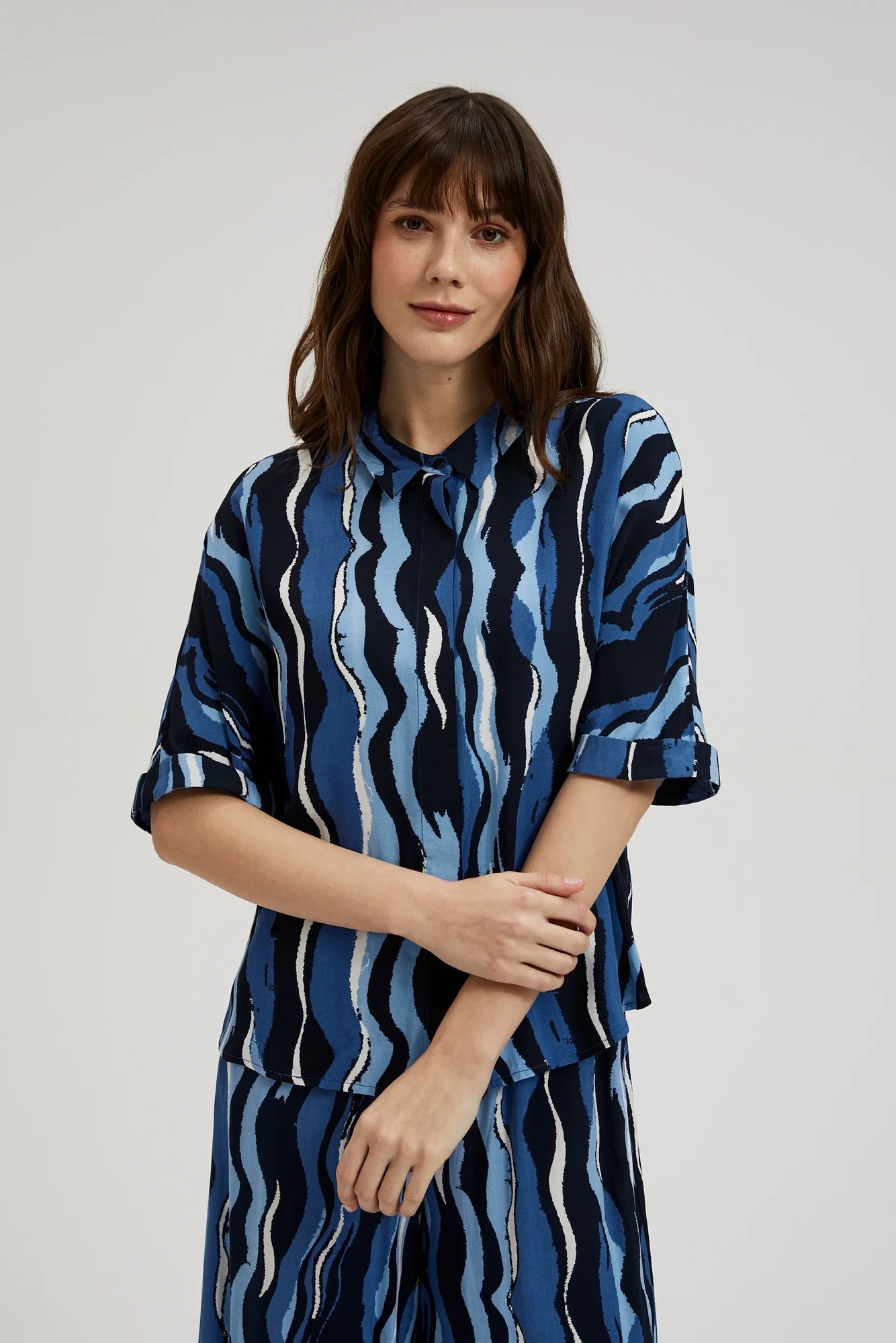 Women's shirt with MOODO pattern - navy blue