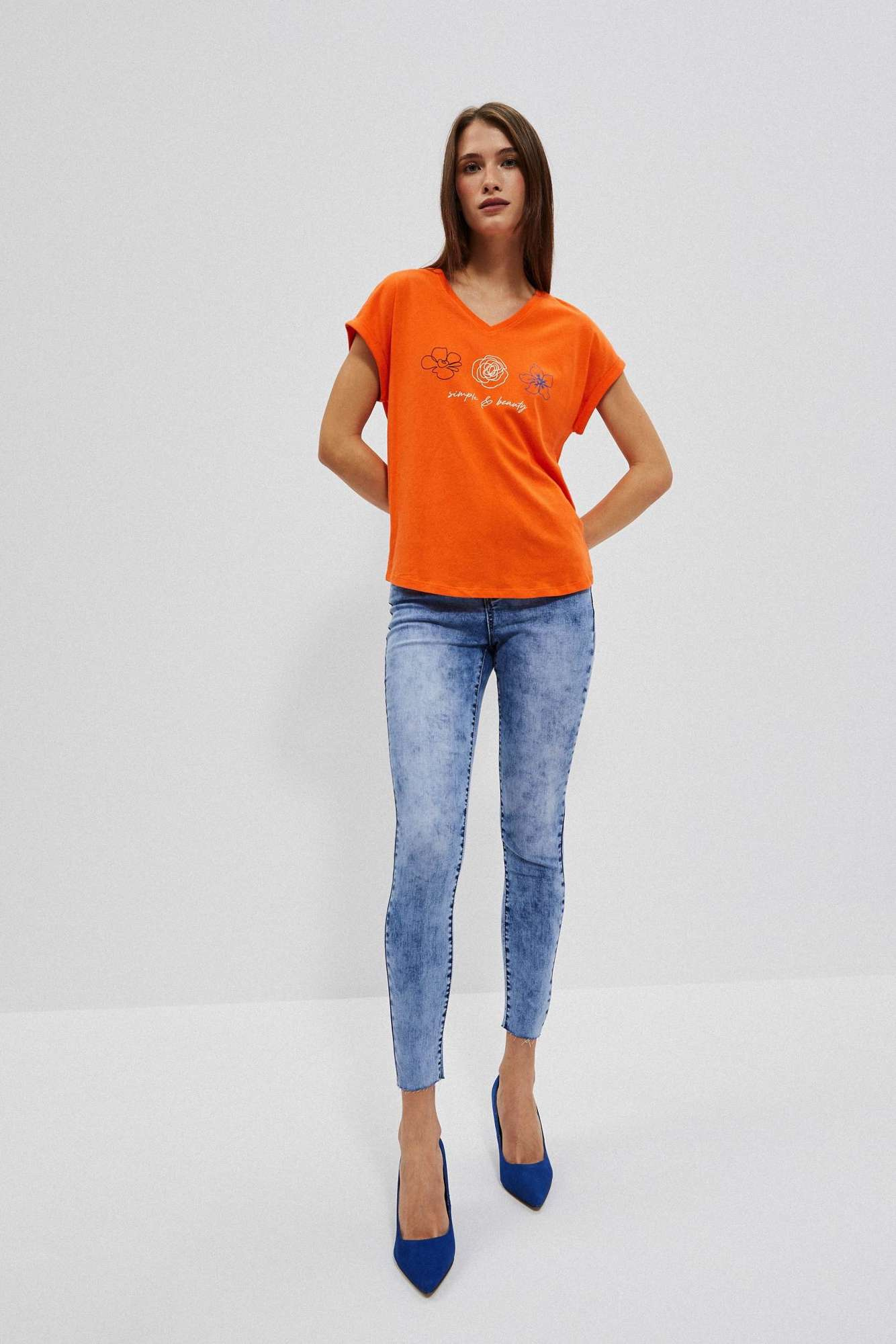 WOMEN'S T-SHIRT L-TS-4037 ORANGE