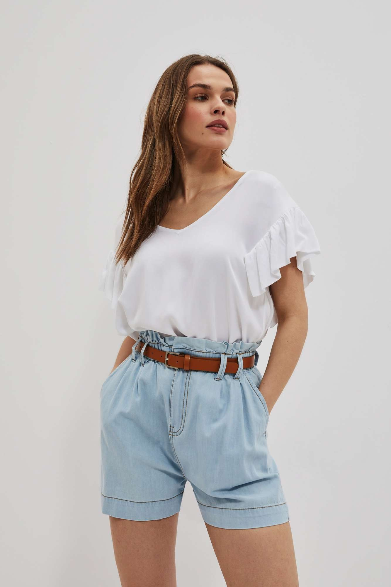 WOMEN&#039;S SHORTS L-SH-4006 L.Blue