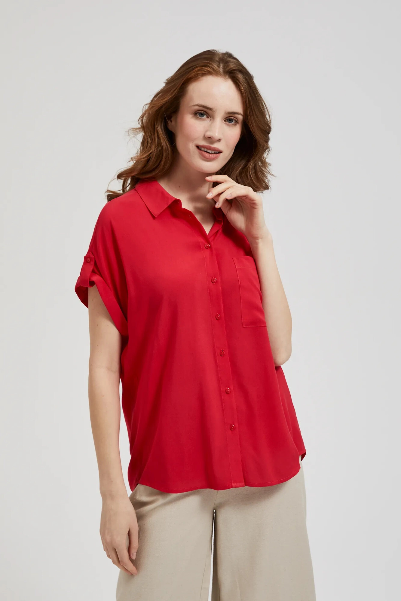 Women's shirt with pocket MOODO - red