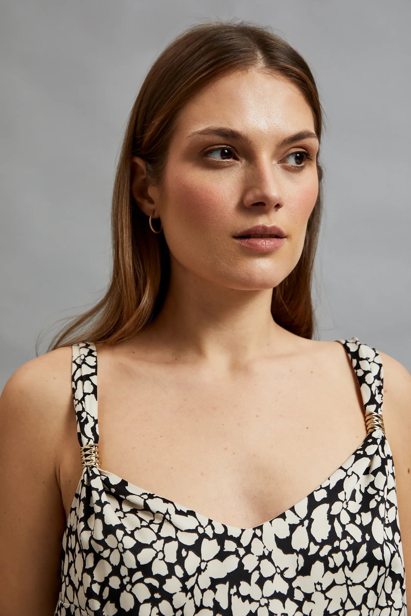 Women's top MOODO - ecru white/black