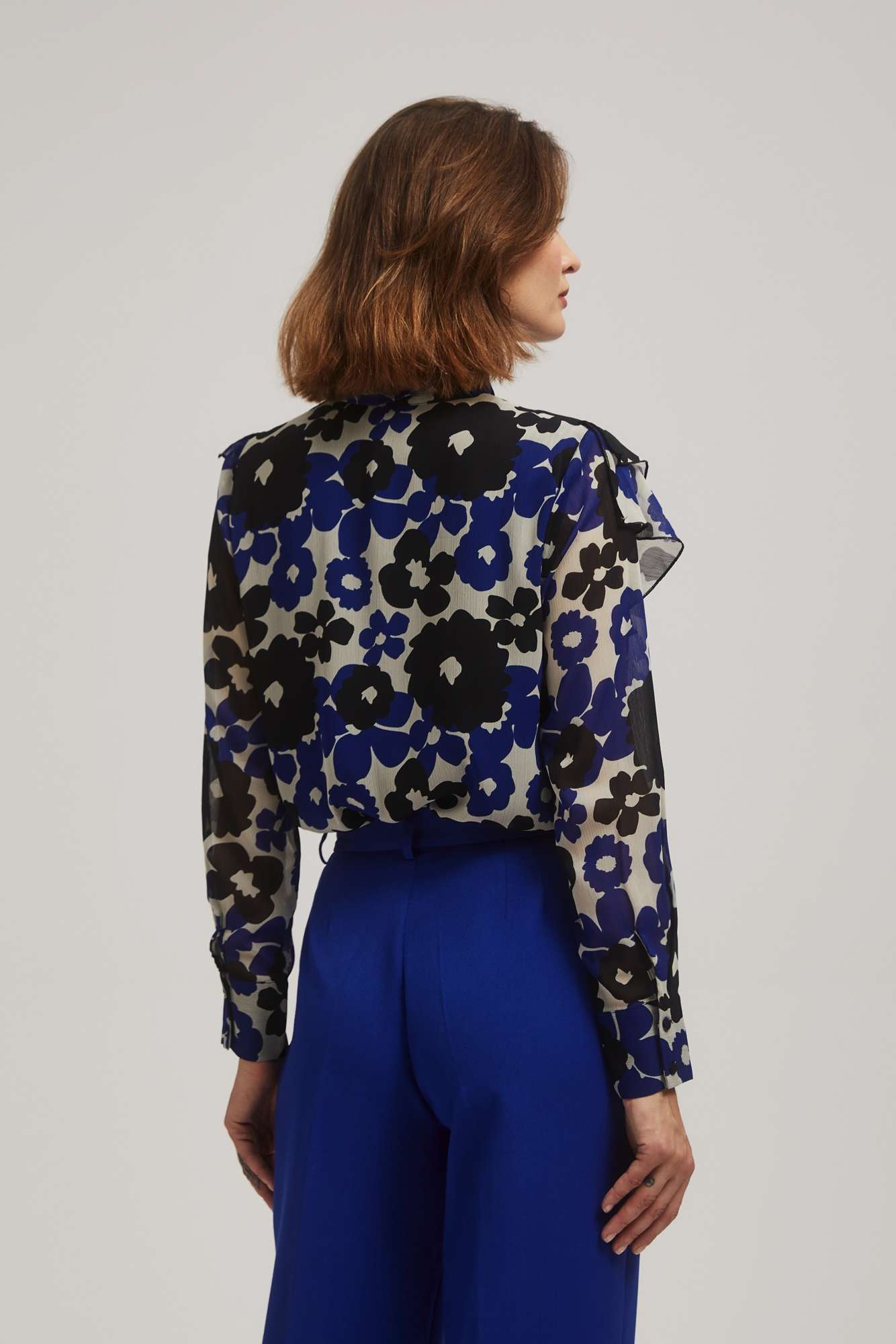 Patterned shirt with frills