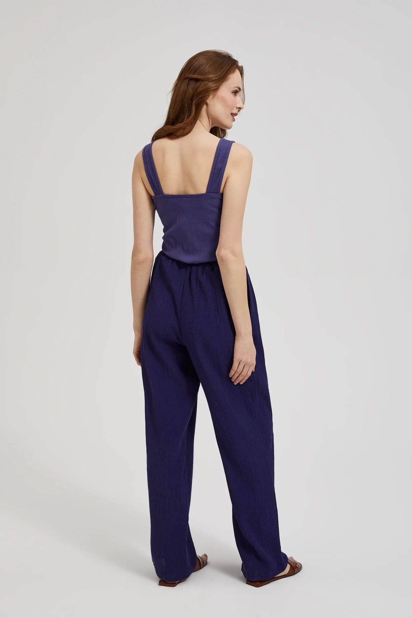 Women's wide trousers with ties MOODO - purple