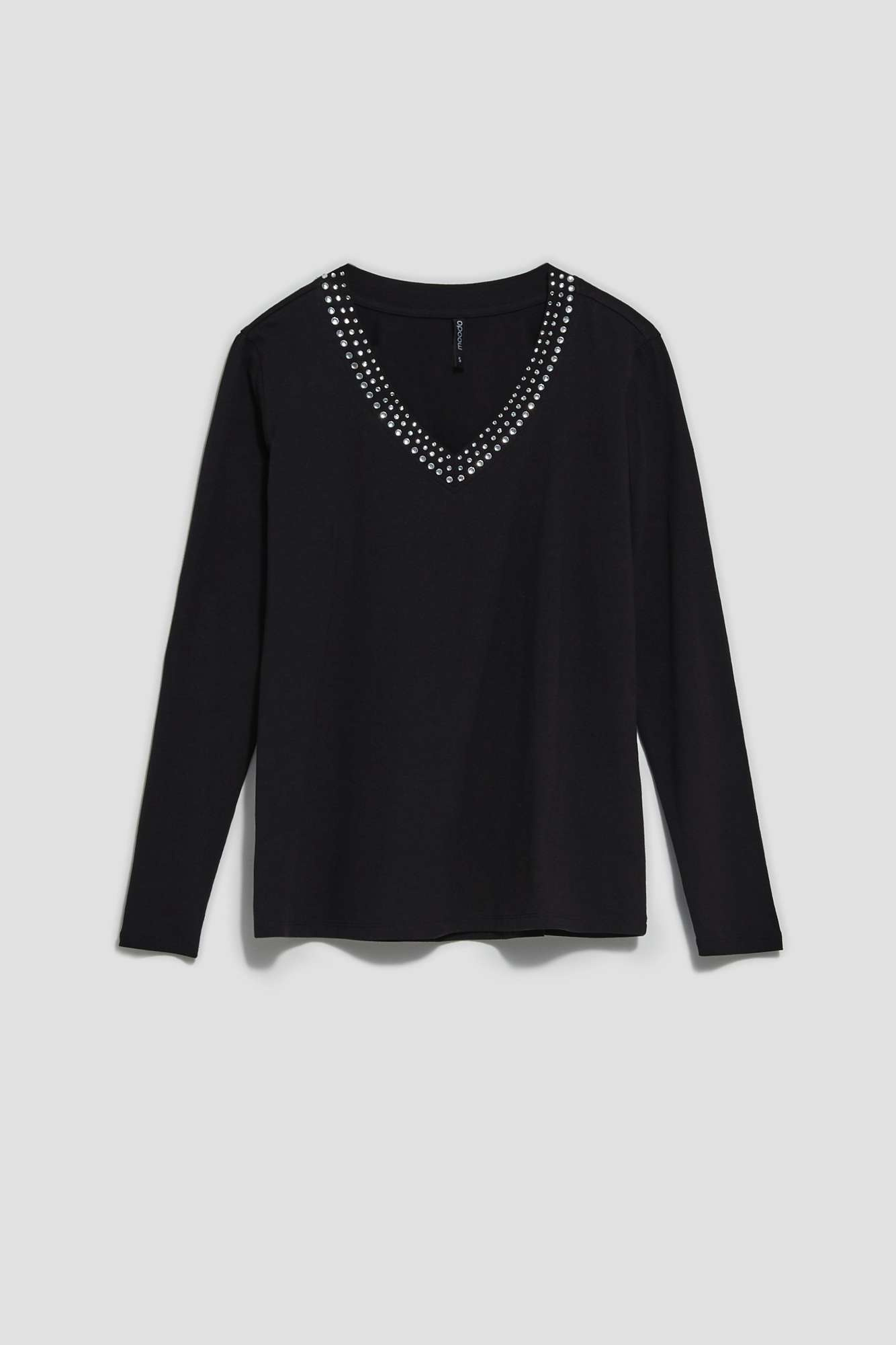 Plain blouse with a decorative neckline