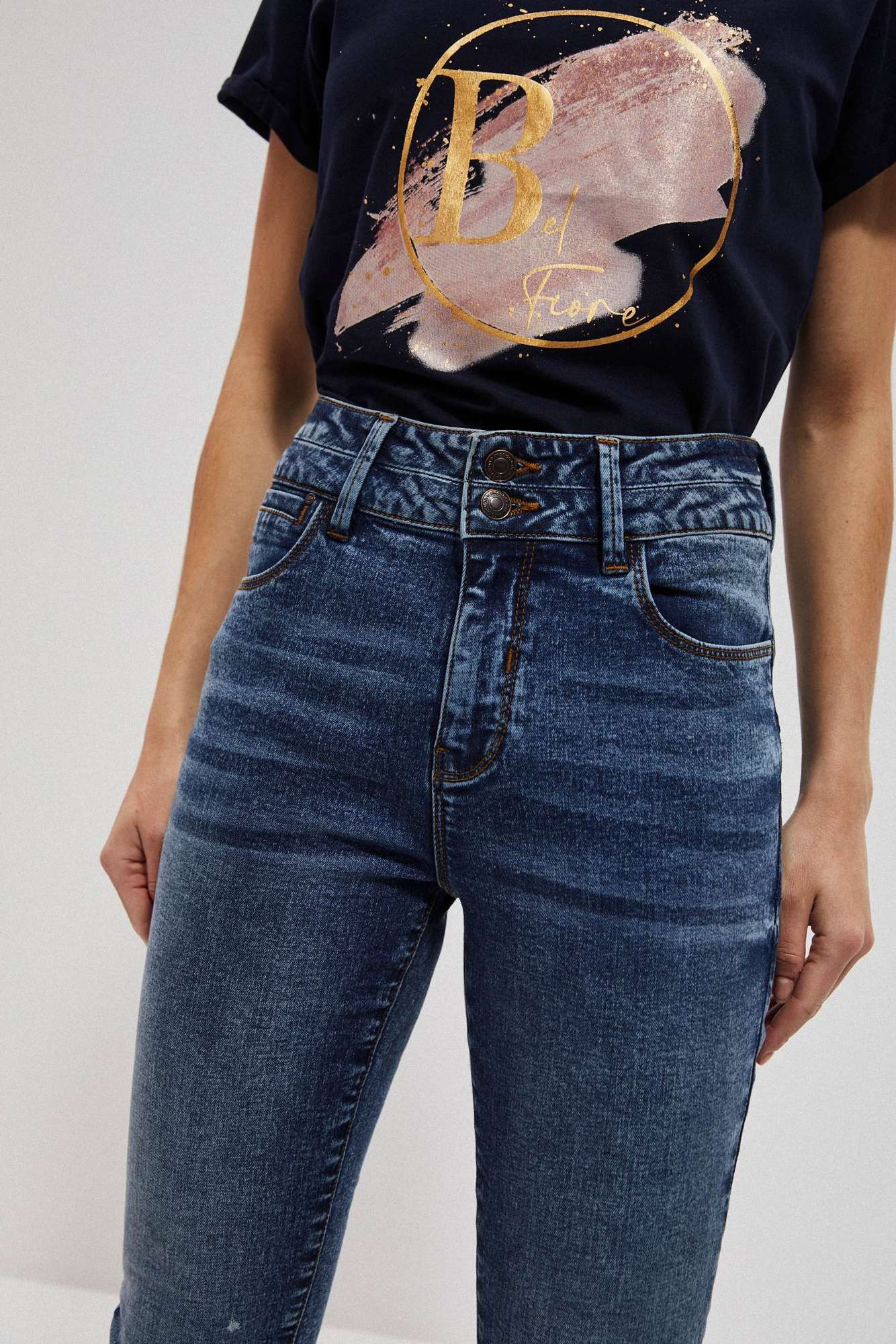 Slim fit pentru femei Moodo - albastru inchis