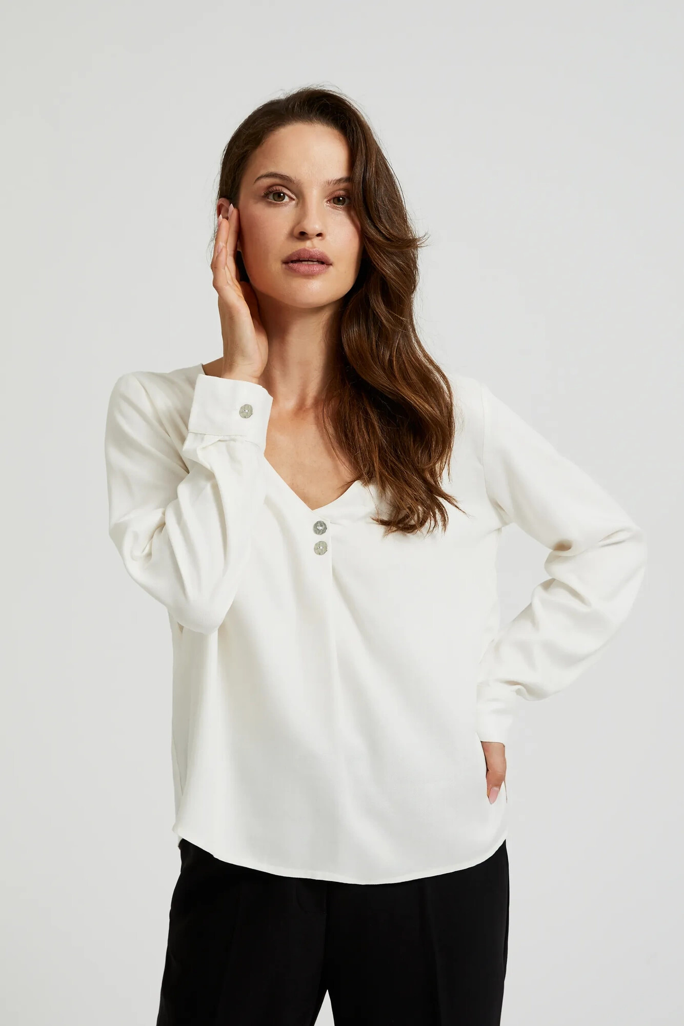 Women's Shirt With Neckline MOODO - White