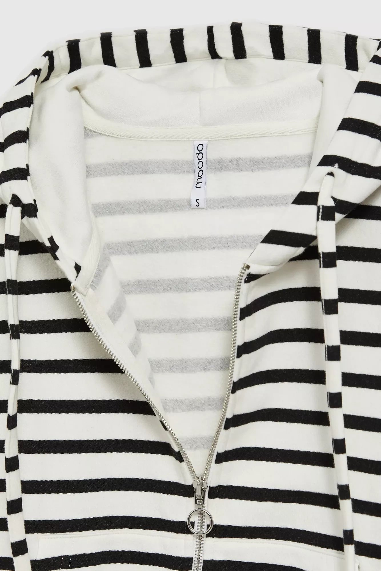 White sweatshirt with black stripes