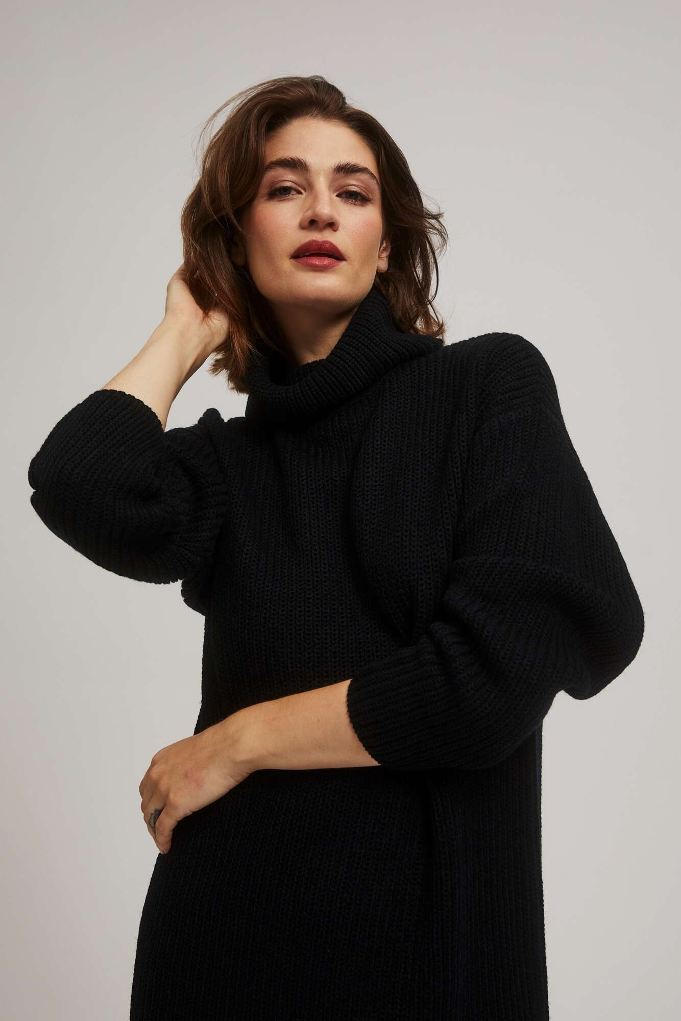 Marisse Black Turtleneck Sweater Dress