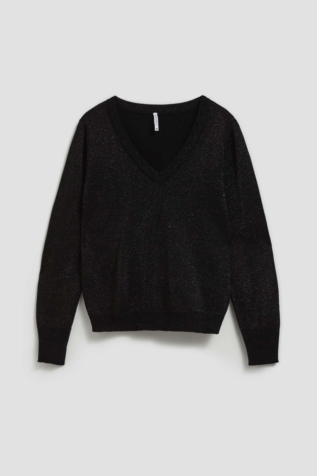 Sweater with metal thread and V-neck