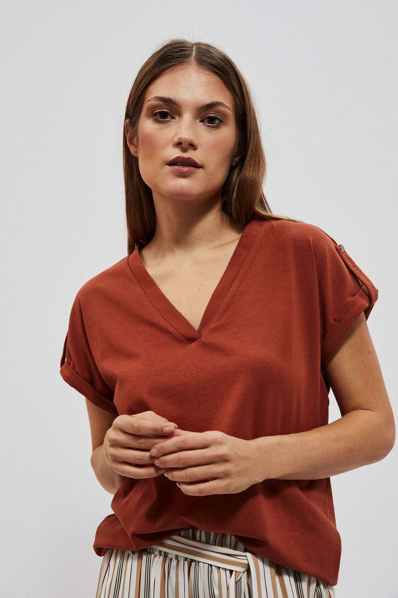 WOMEN'S T-SHIRT L-TS-4076 BROWN