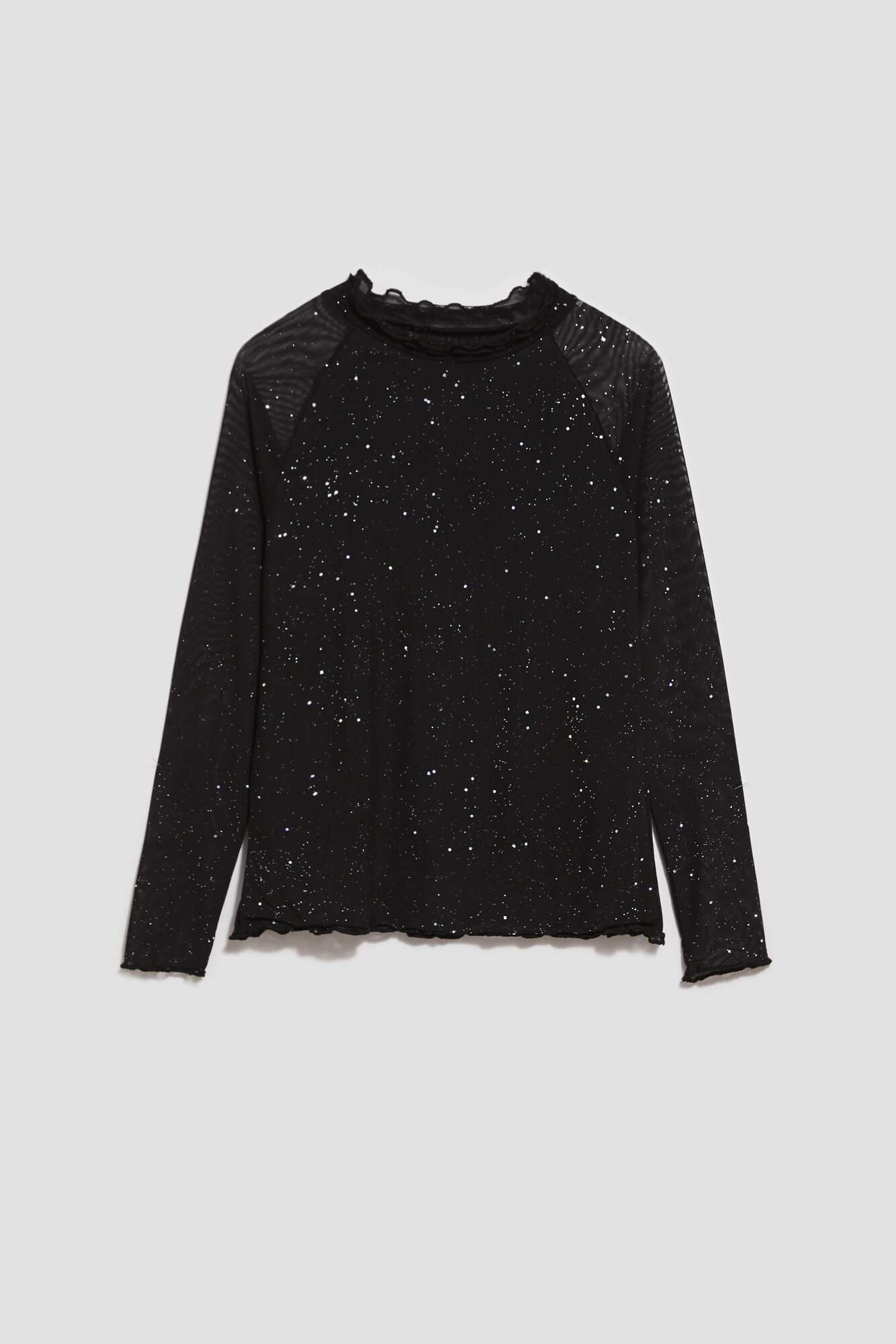 Blouse with transparent sleeves