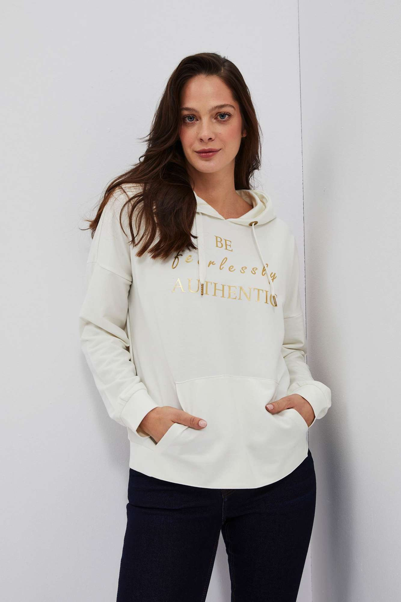 Hoodie with decorative lettering