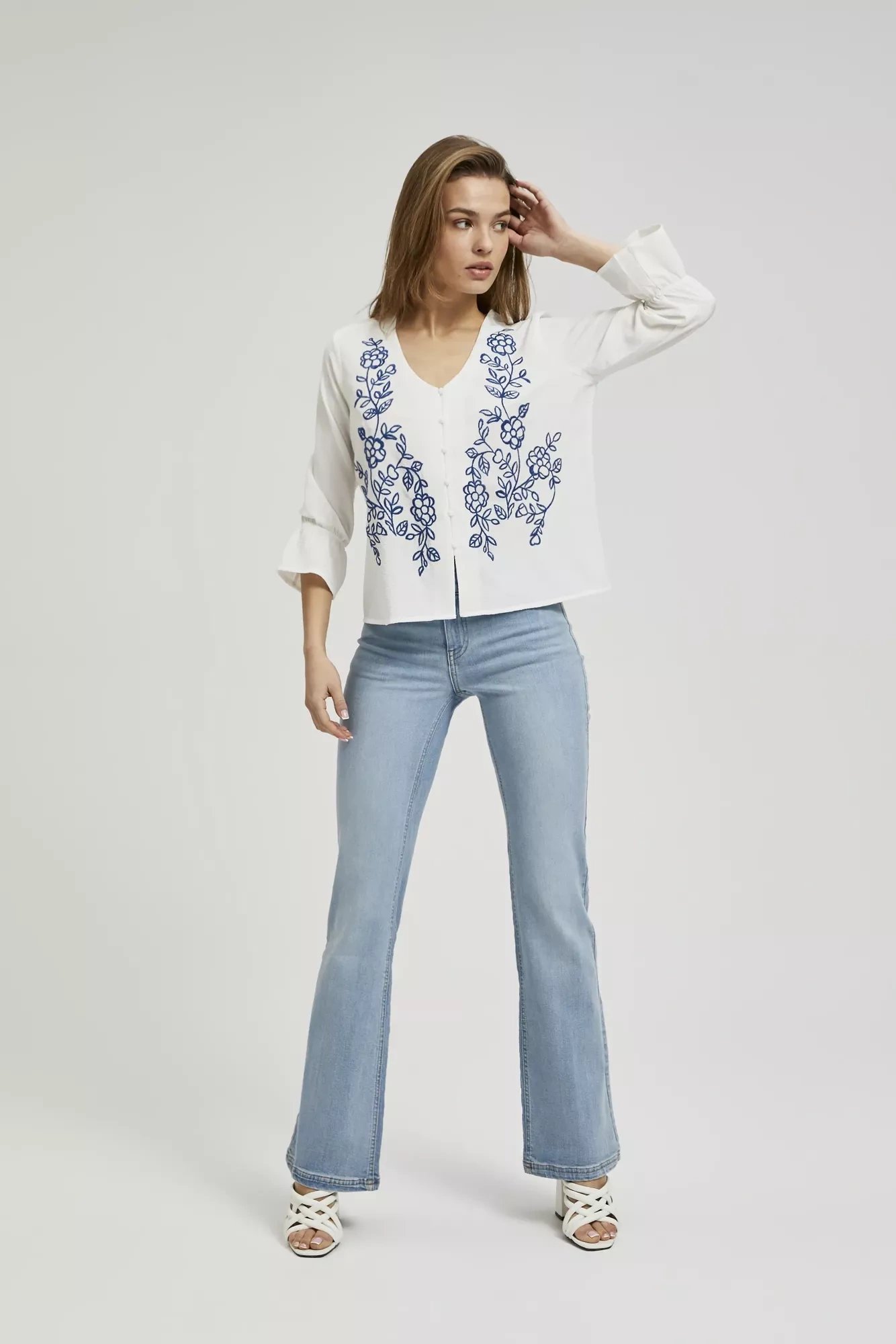 Women's shirt with MOODO pattern - white