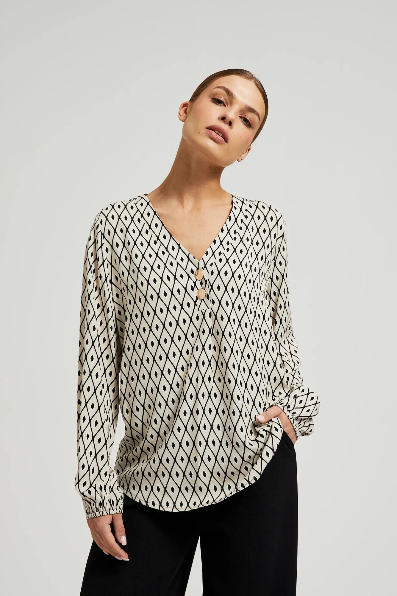 Women's Blouse Moodo With Pattern - Beige