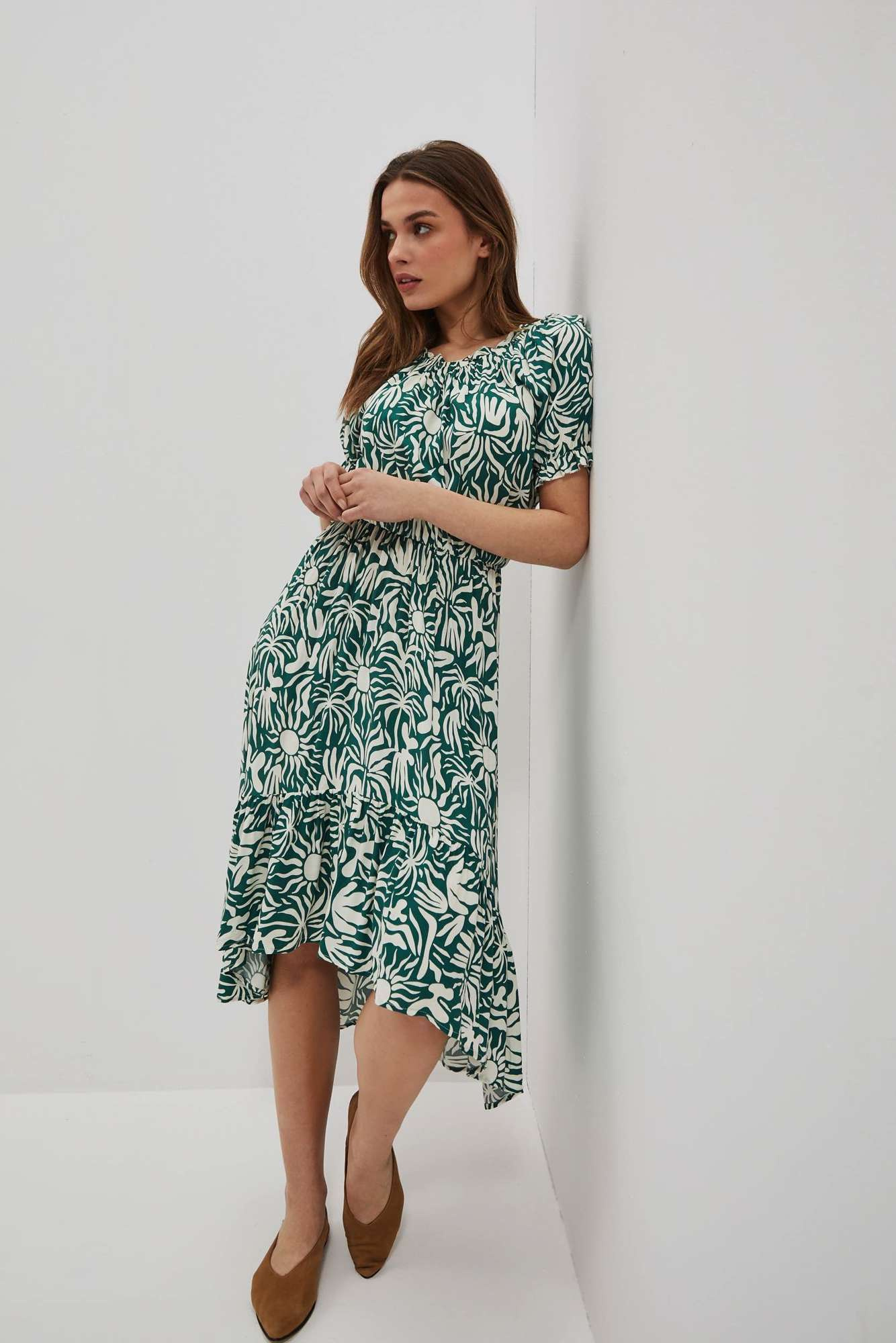 Marisse Women's Dress L-Su-4040 Palm Leaf