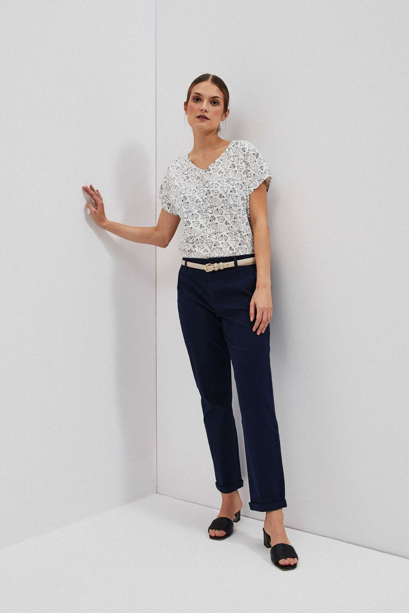 WOMEN'S T-SHIRT L-TS-4017 OFF WHITE