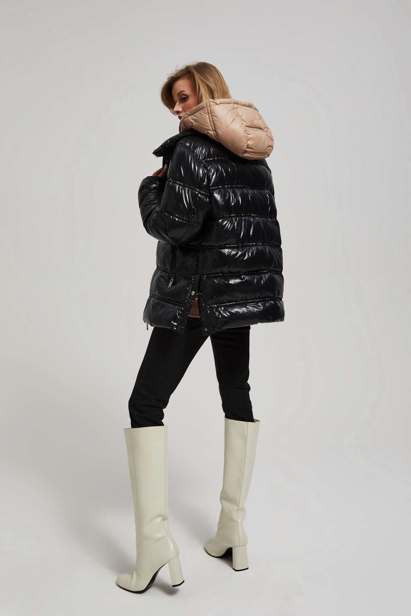 Marisse Short Quilted Black Jacket With A Hood