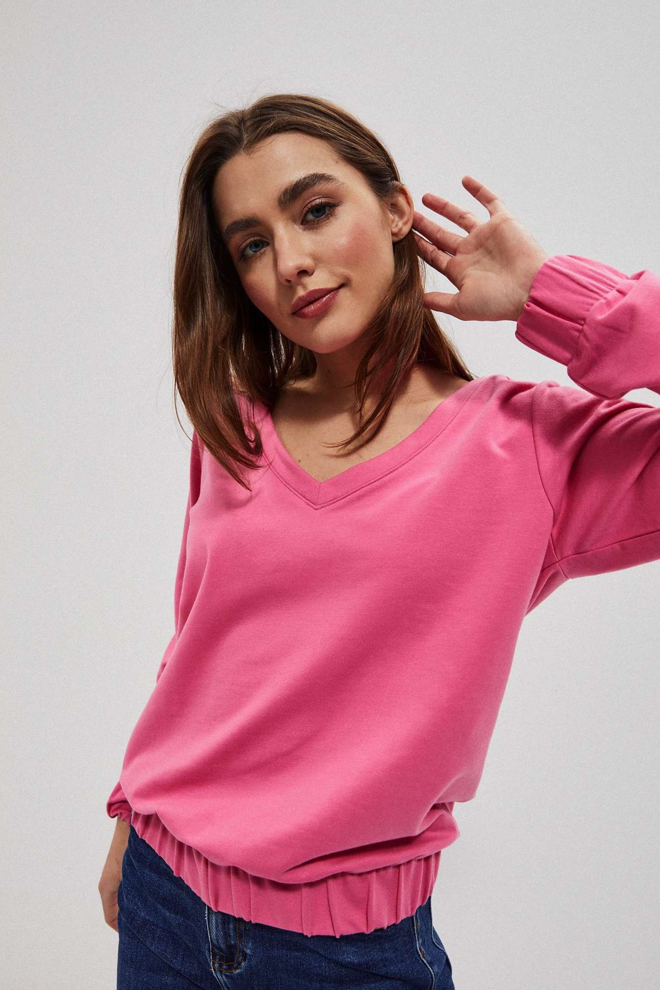 V-neck sweatshirt - pink