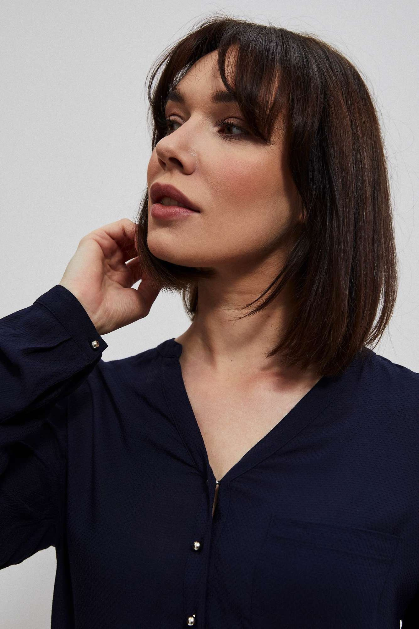 Viscose shirt with V-neck