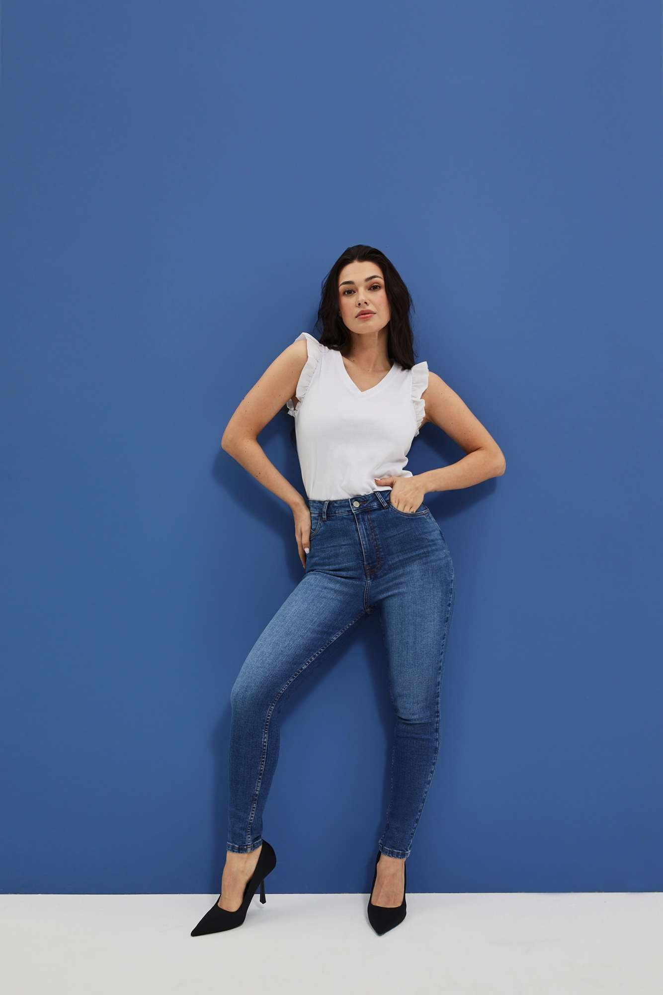 WOMEN'S JEANS L-JE-4002 D.Blue