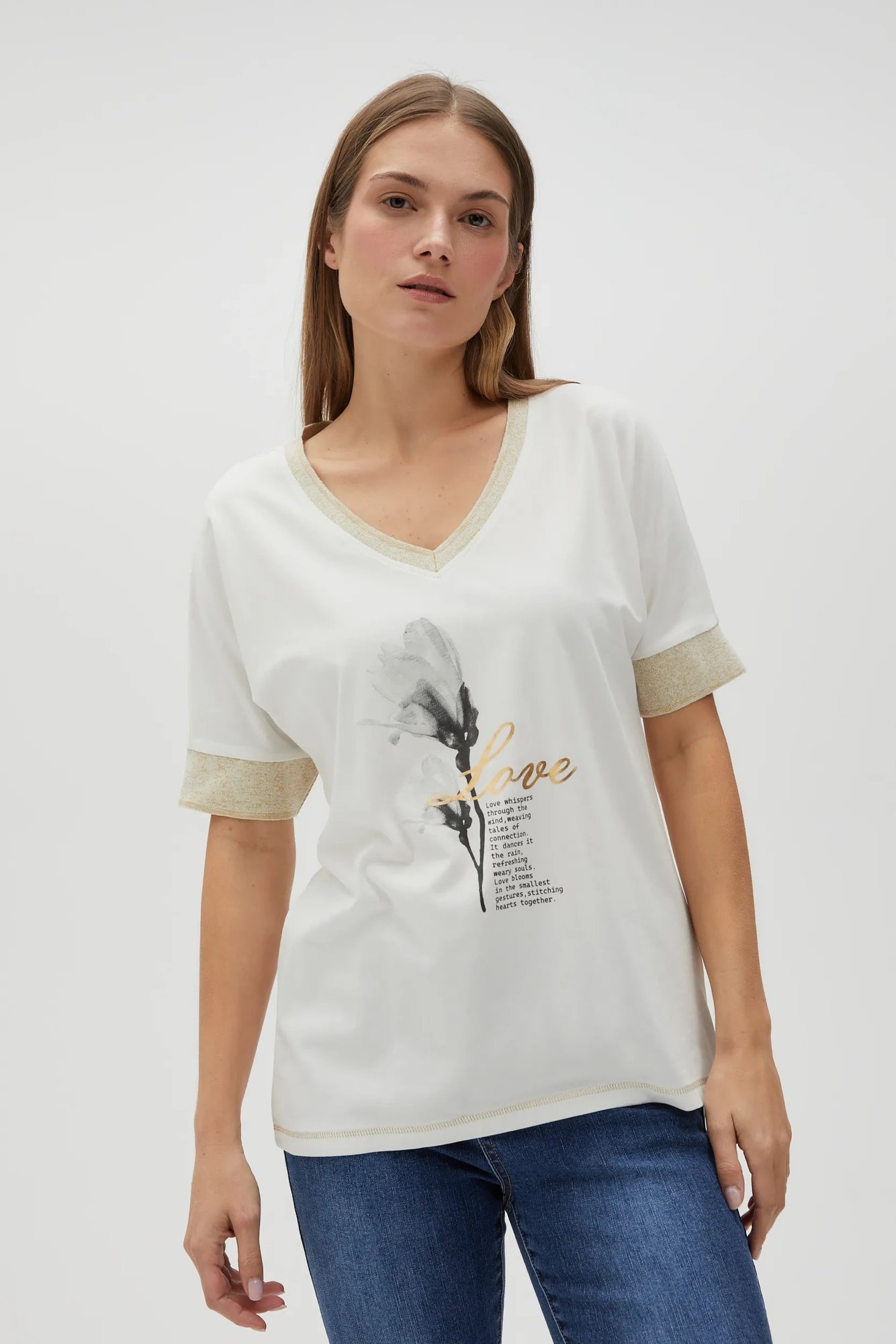 Marisse Womens T-Shirt L-Ts-4609 Off White