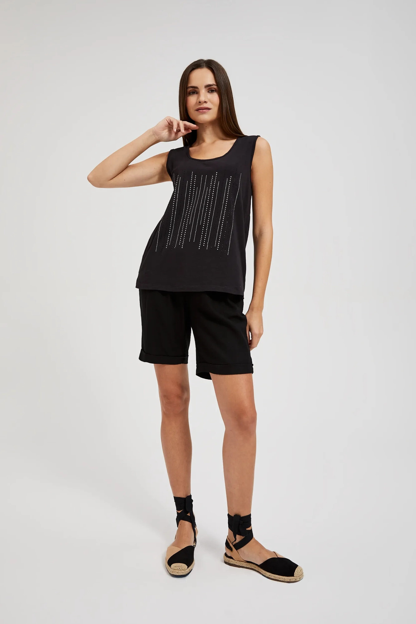 Women's top with stones MOODO - black