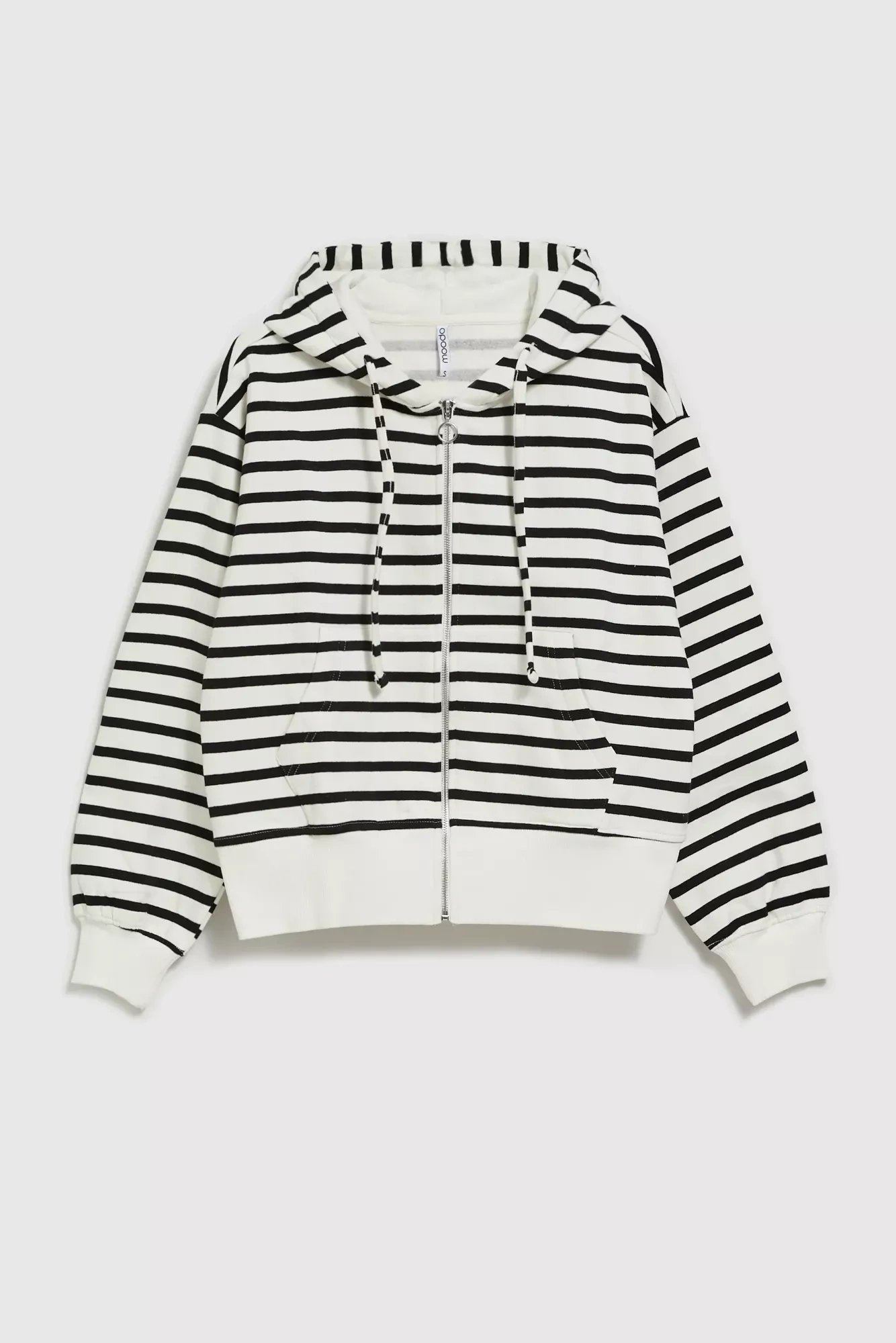 White sweatshirt with black stripes